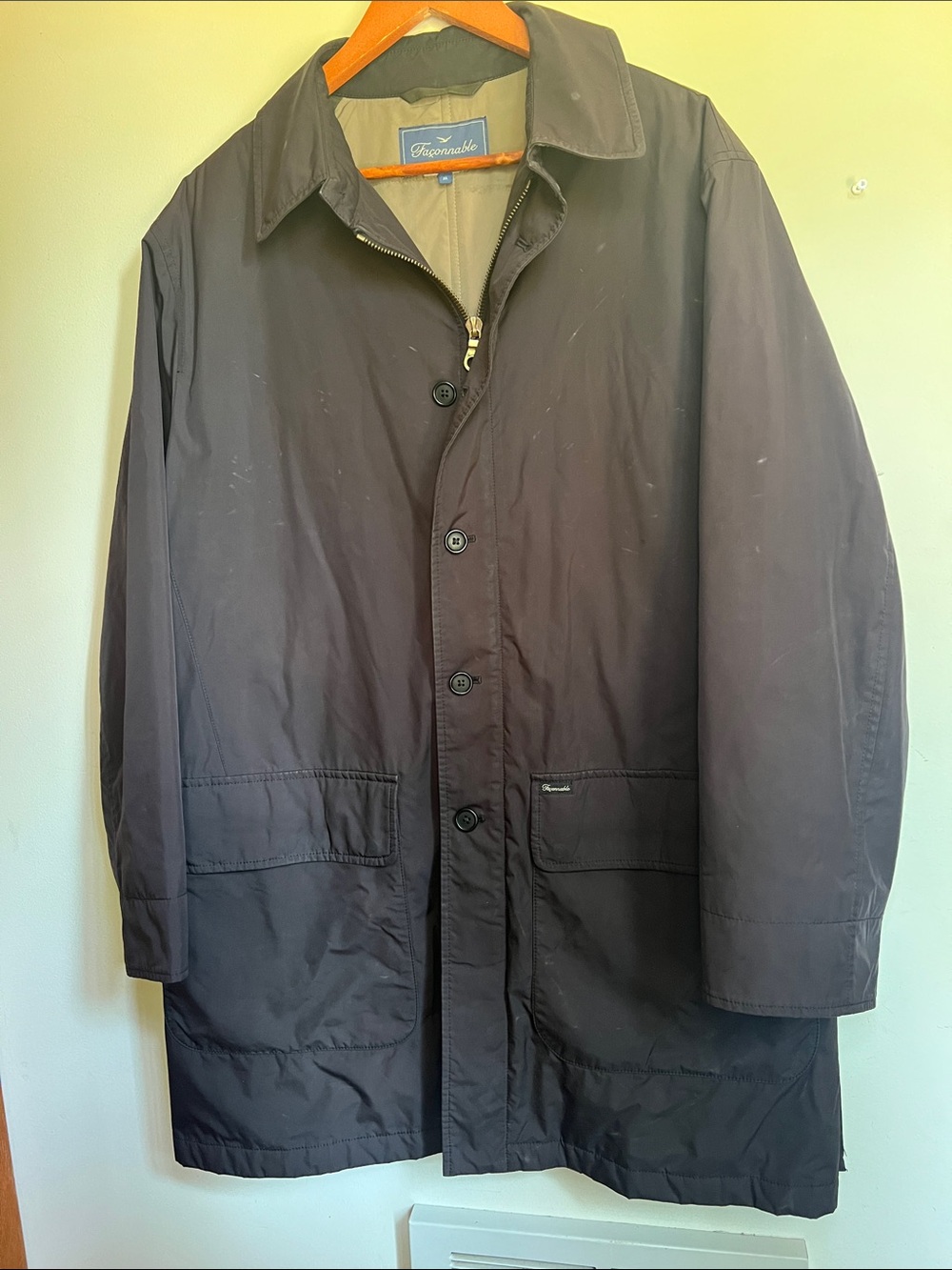Faconnable Men's Black Trench Coat